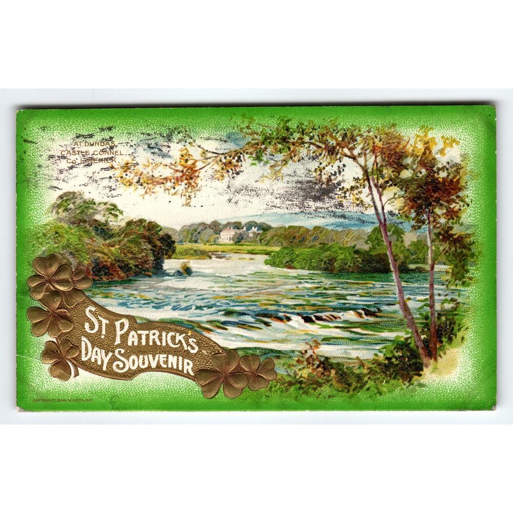 Vintage 1910 St. Patrick's Day Postcard Dundas Castle Connell Ireland